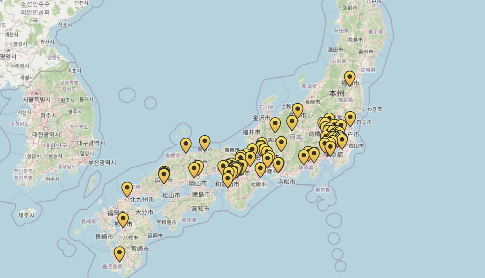 MyCaseLabo locations map, Japan