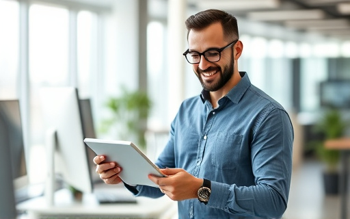 Business owner checking IoT dashboard