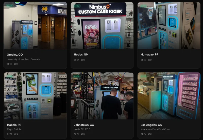 미국 쇼핑몰 안의 Custom Case Kiosk 부스 입지